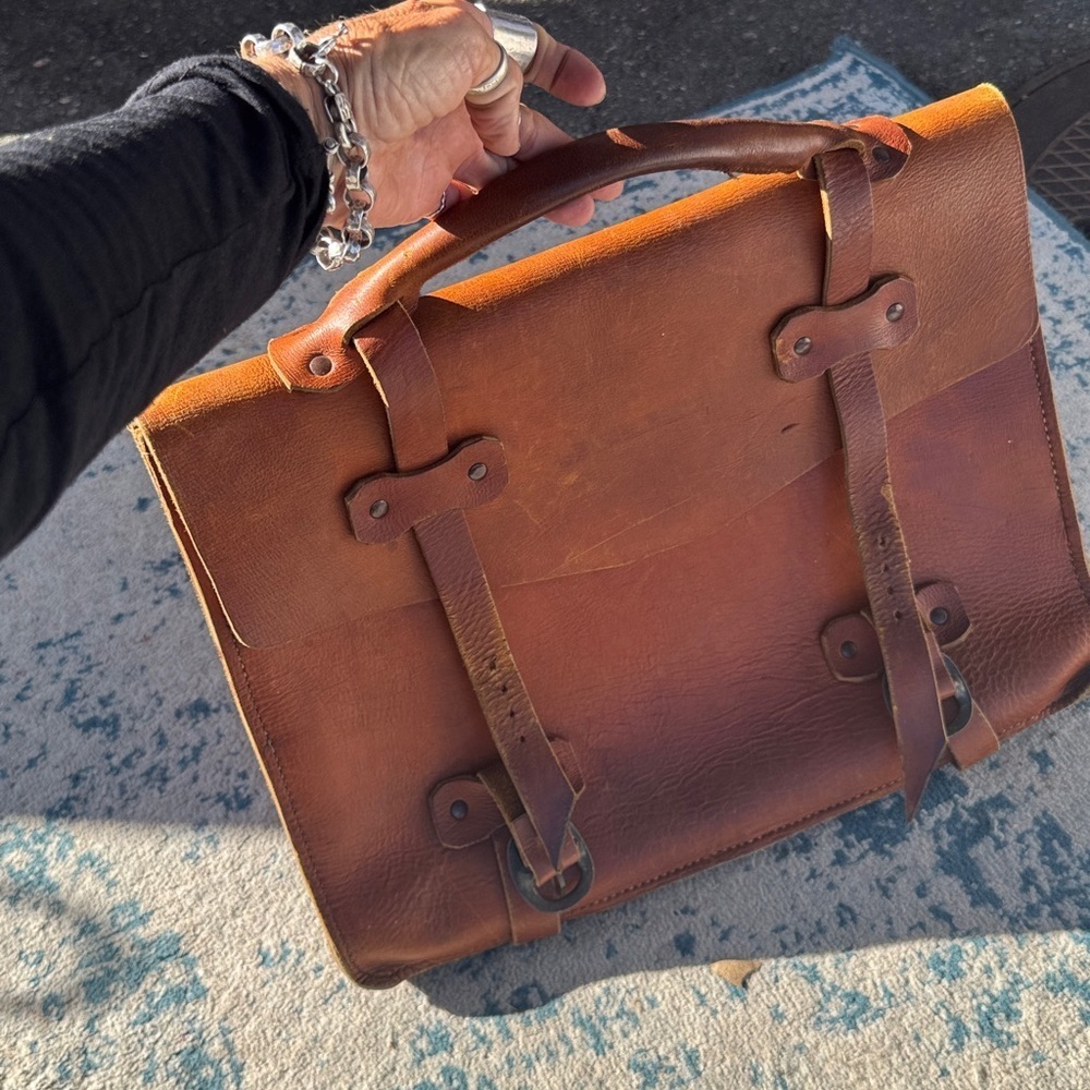 Rustic vintage Classic Brown Leather satchel Bag